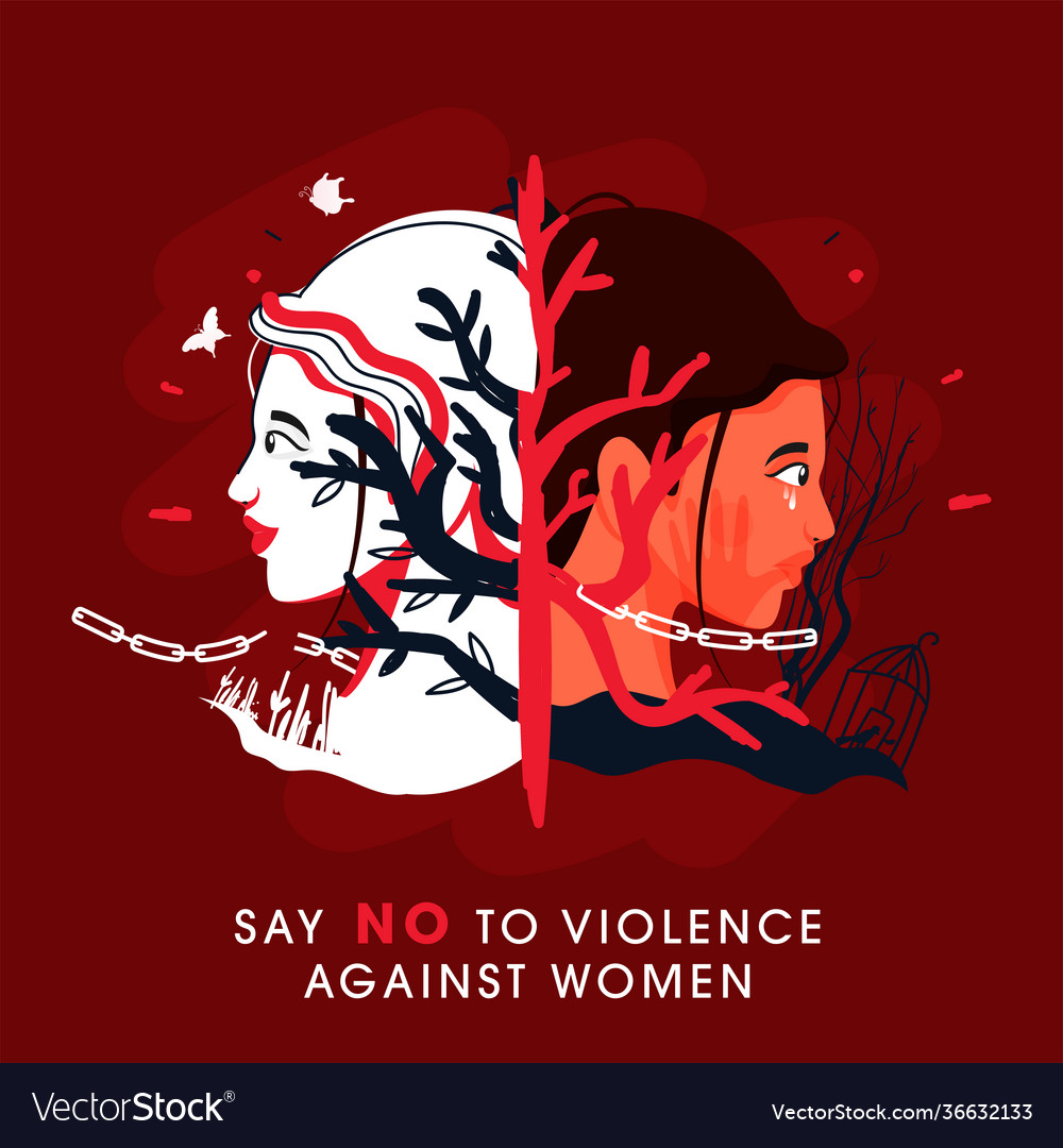 Say No To Violence Against Women Concept Based Vector Image 5569