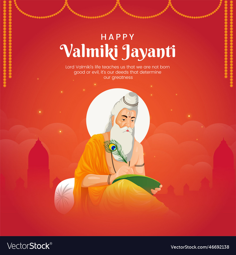 Banner design of happy valmiki jayanti template Vector Image