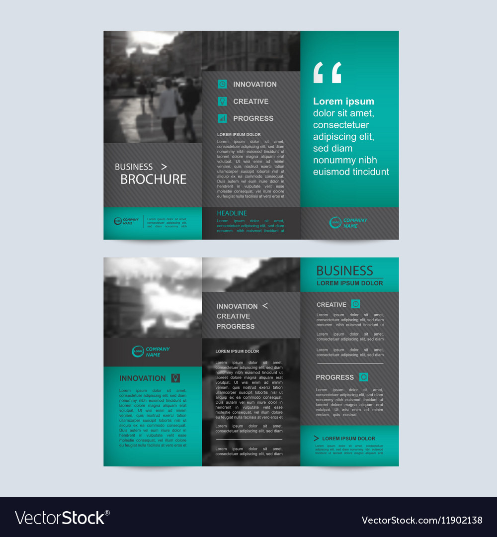 geometric trifold business brochure template vector image
