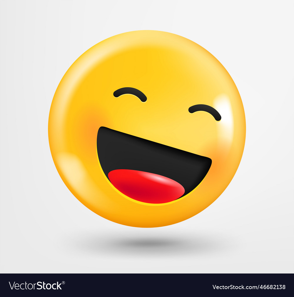 Laughing emoji 3d emoticon isolated on white Vector Image