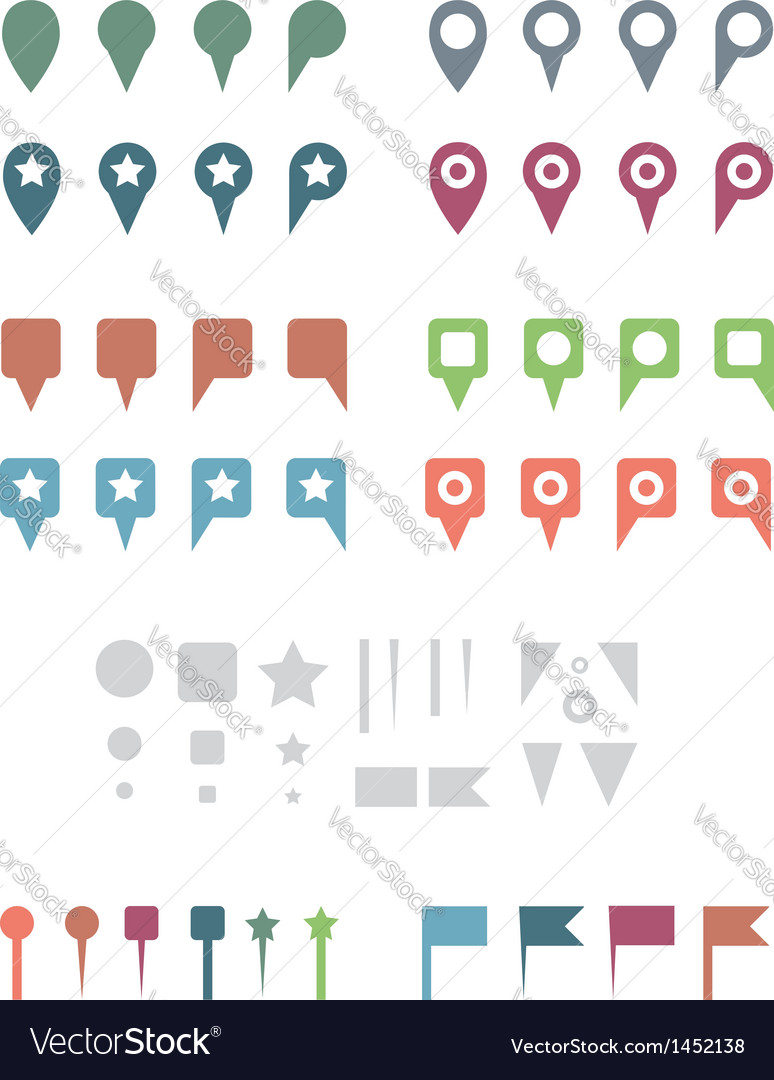 map pins flat white royalty free vector image vectorstock