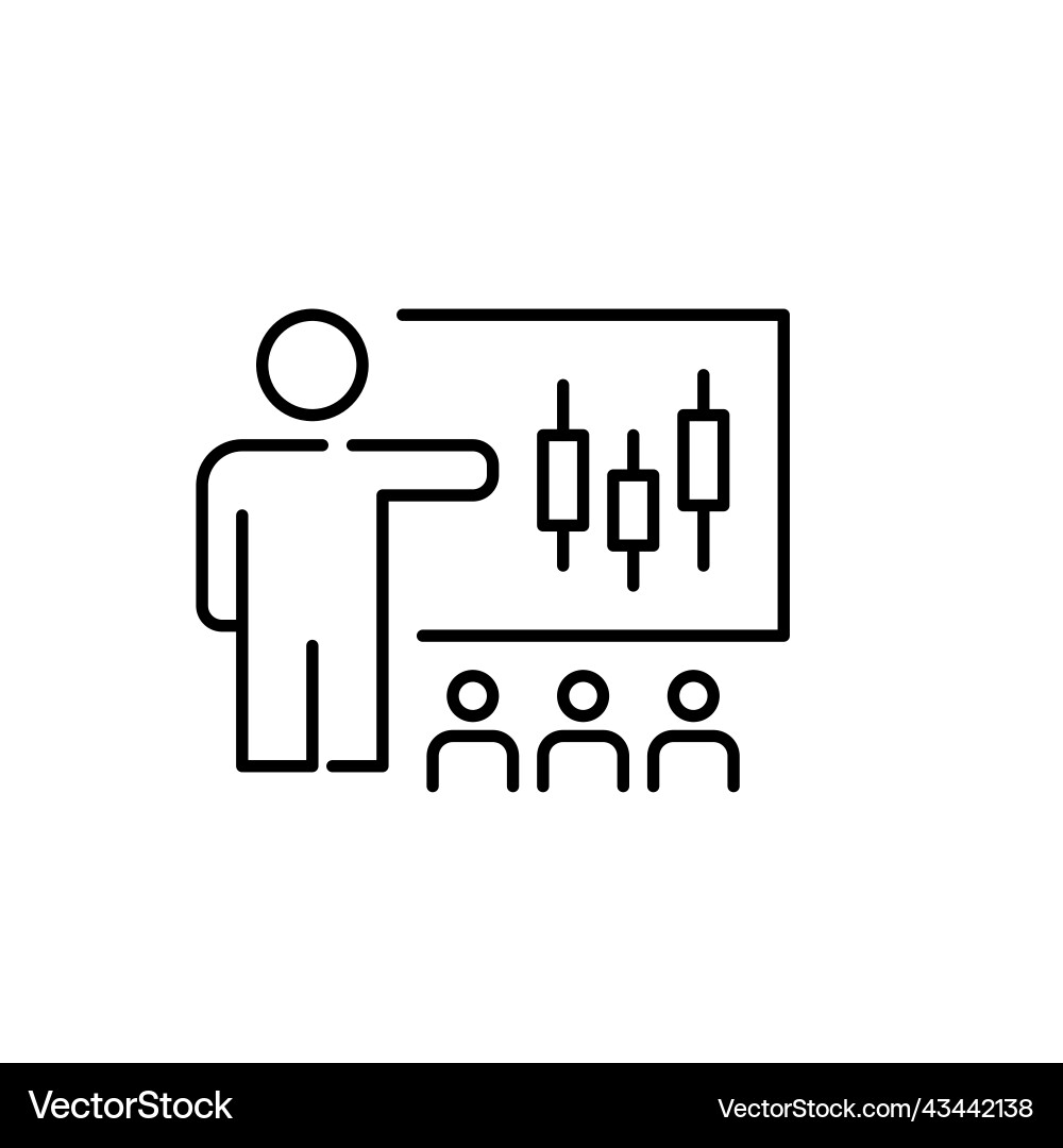 Professor teaching stock trading at blackboard Vector Image