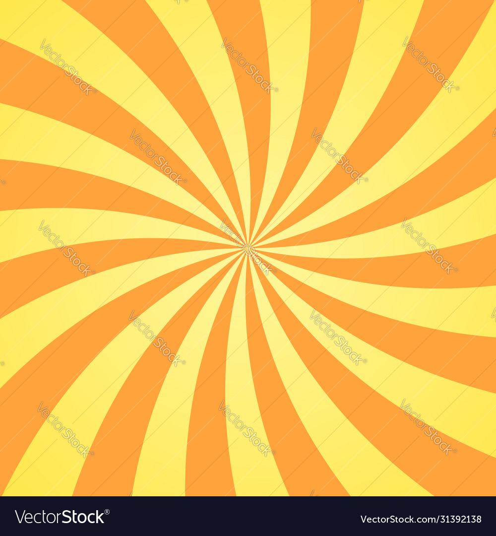 Sun Rays Background Yellow Orange Radiate Vector Image