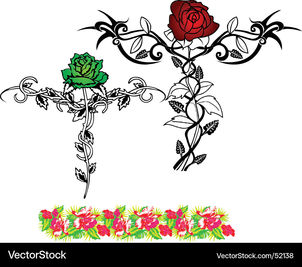Tattoo flower rose Royalty Free Vector Image - VectorStock