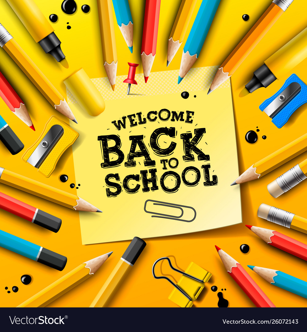 Back to school design with pencils and sticky Vector Image