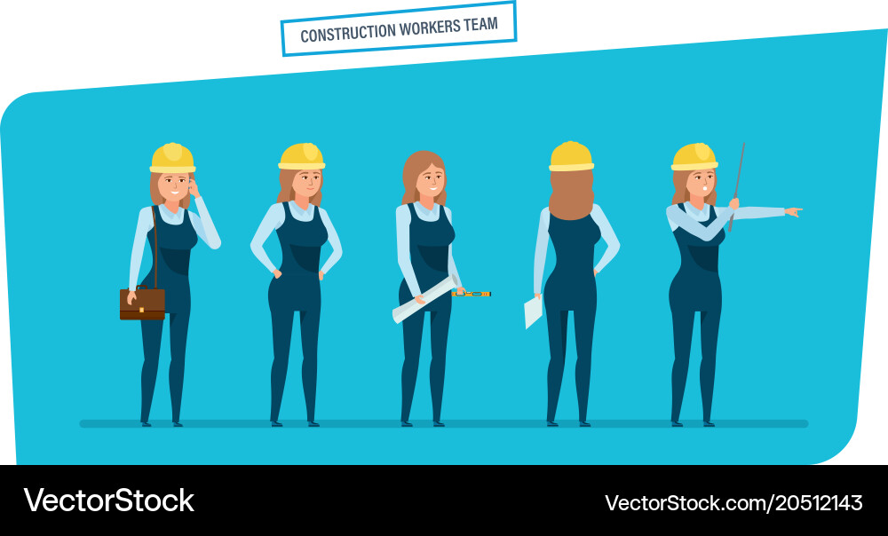 Construction engineers workers team work Vector Image