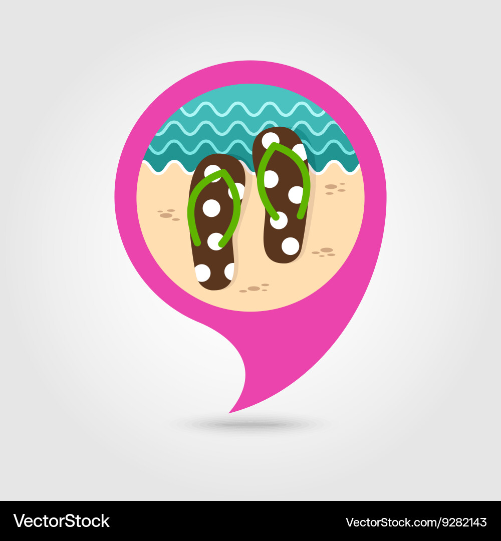 Flip flops pin map icon summer vacation Royalty Free Vector