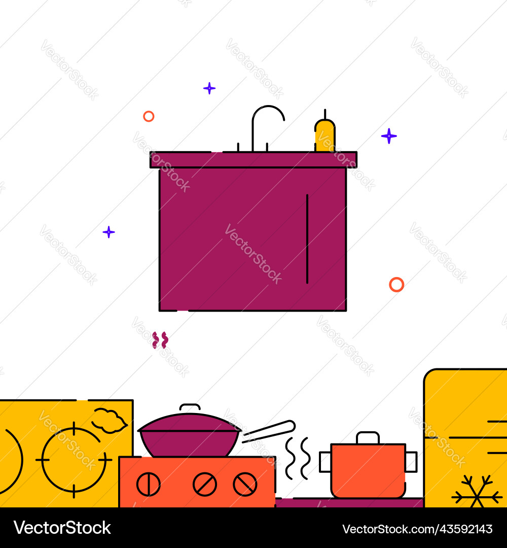 Kitchen sink filled line icon simple Royalty Free Vector