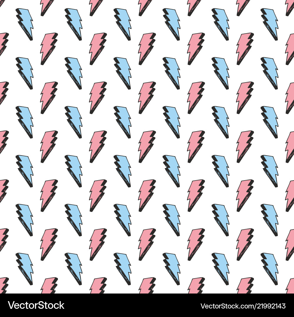 Lightning seamless pattern hand drawn sketched Vector Image
