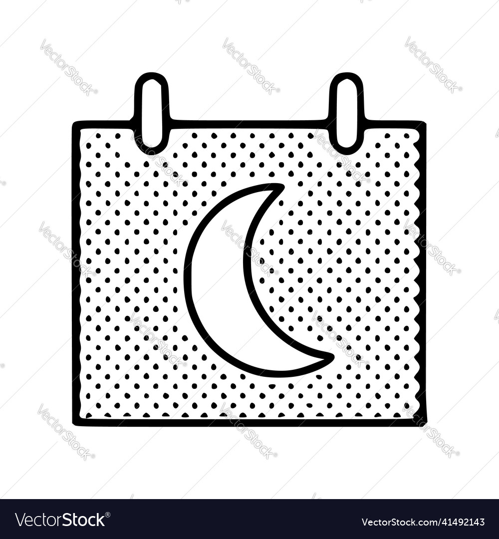 Moon calendar doodle icon isolated on white Vector Image