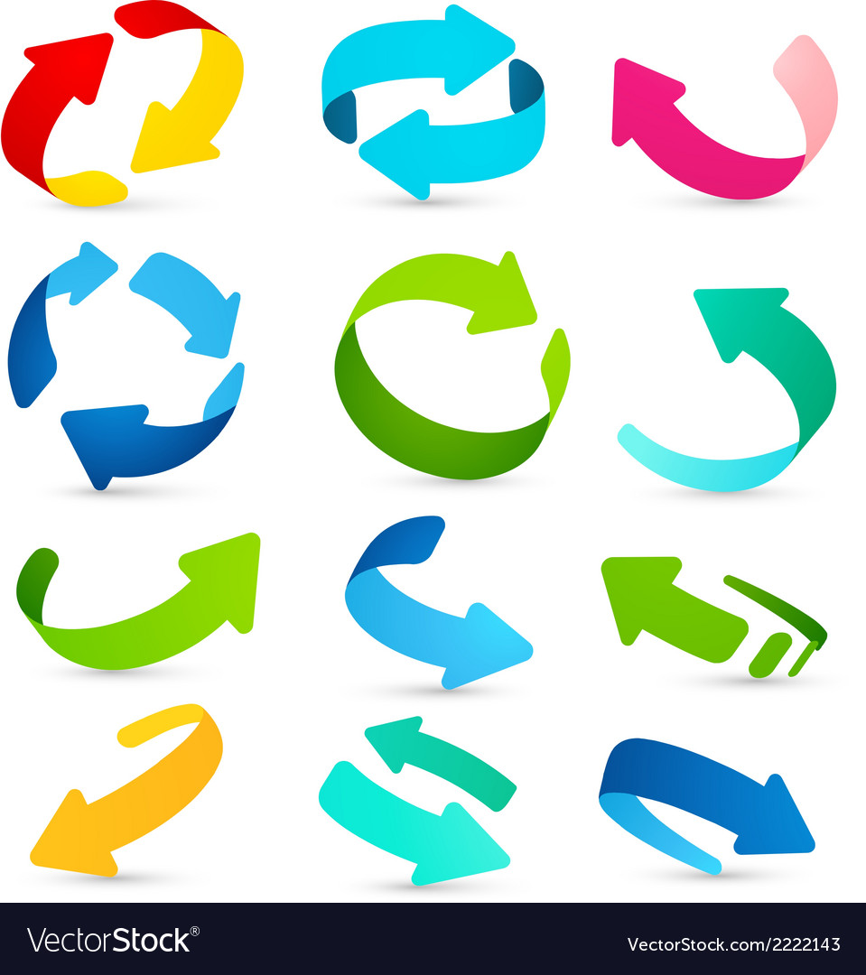 Set colored arrows icons Royalty Free Vector Image