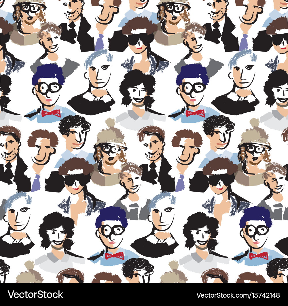 Big group men color seamless pattern Royalty Free Vector