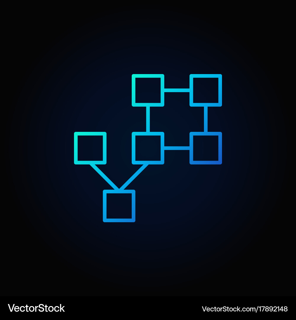 Blockchain technology concept blue line icon Vector Image