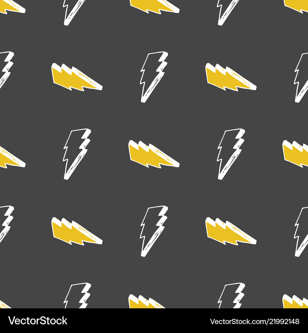Lightning seamless pattern hand drawn sketched Vector Image