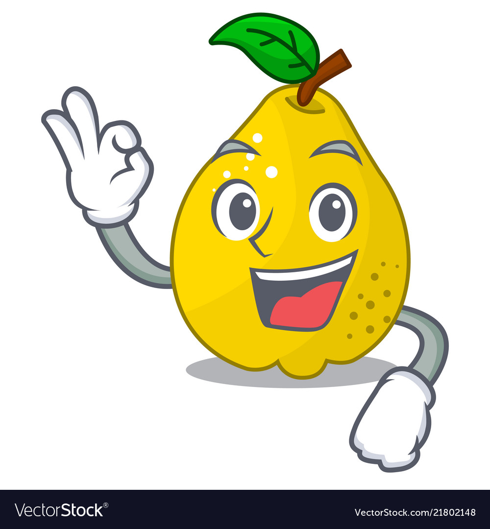 Okay bunch cartoon juicy yellow quinces fruits Vector Image