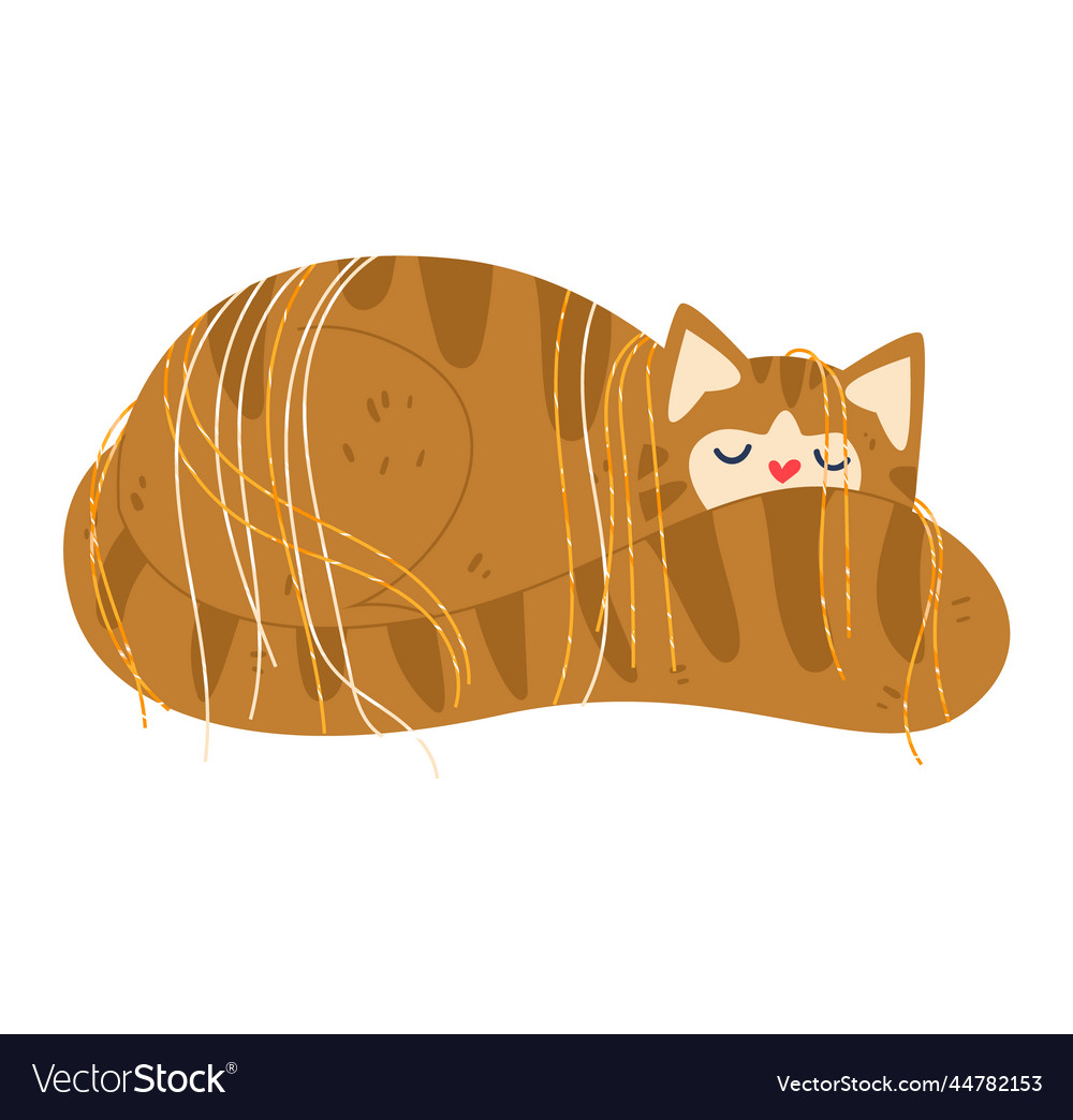 Christmas fat cat sleep on floor cartoon Vector Image
