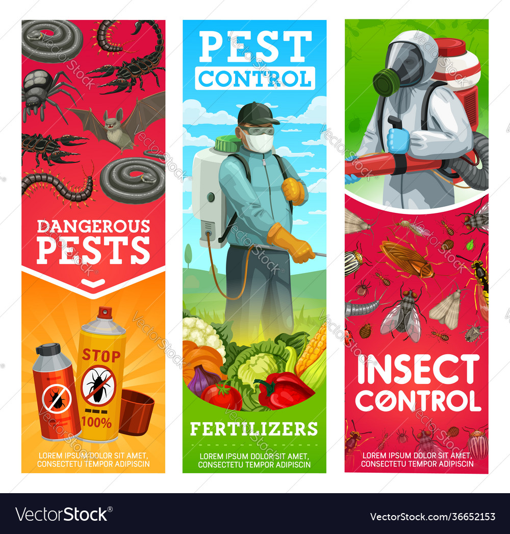 Garden pest and insects control banners Royalty Free Vector