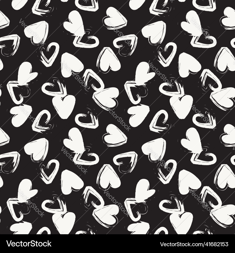 Heart shaped brush stroke seamless pattern design Vector Image