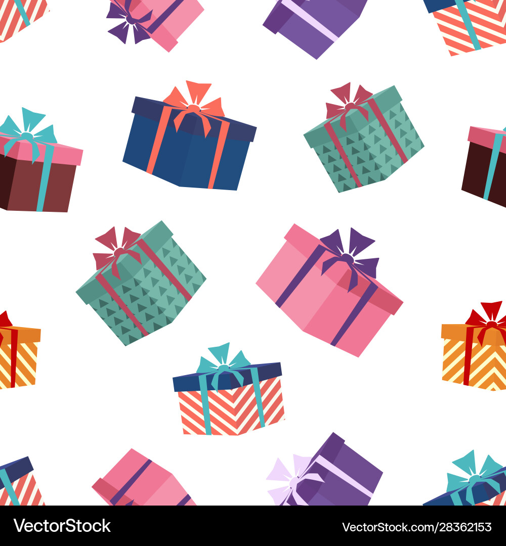 Pattern colorful gift box with bow ribbon Vector Image
