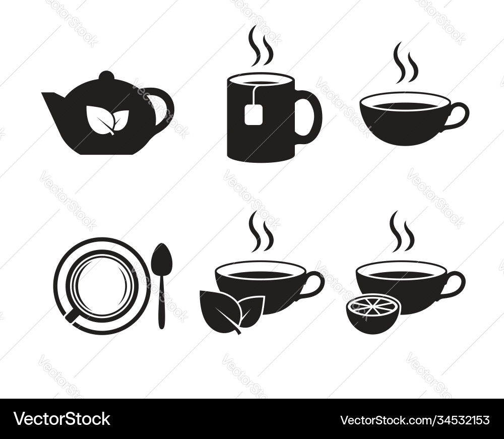 Set icons on a theme tea Royalty Free Vector Image