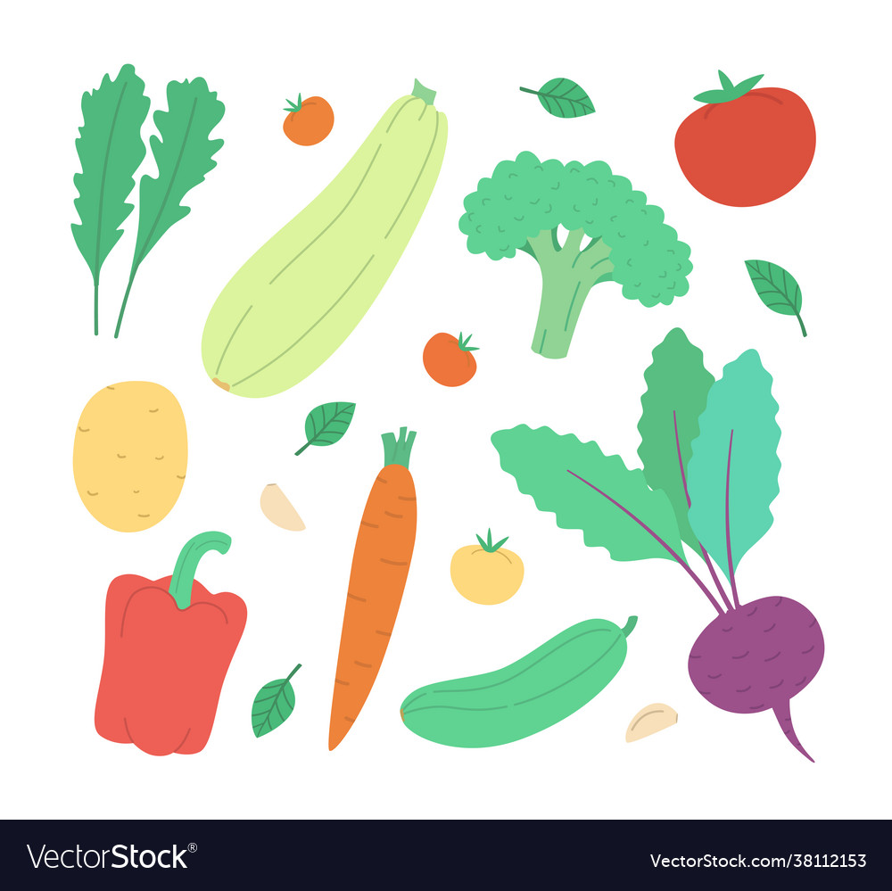 Set with hand drawn colorful vegetables modern Vector Image