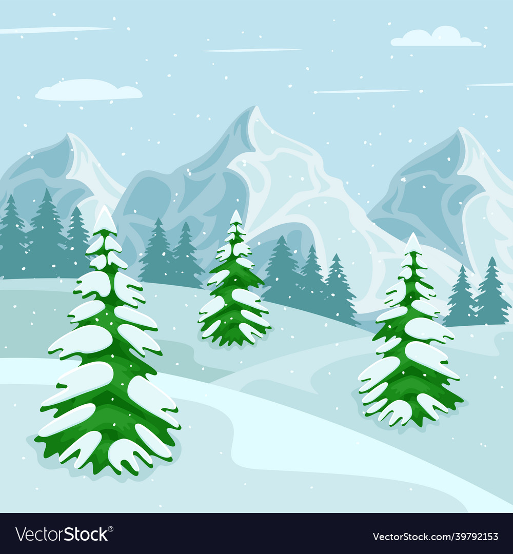 Snowy winter landscape with mountains vector image Snowy winter landscape with mountains