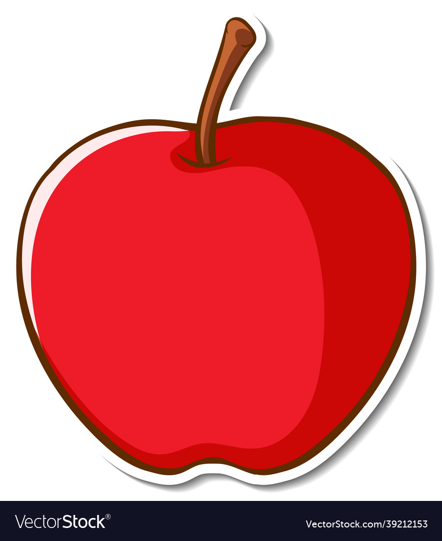 Sticker design with an apple isolated Royalty Free Vector