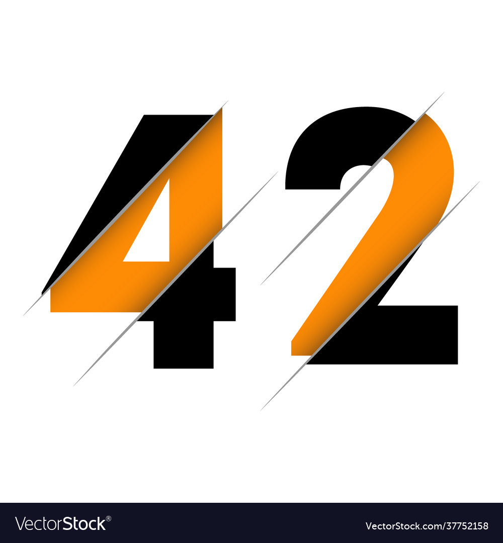 42 4 2 number logo design with a creative cut Vector Image