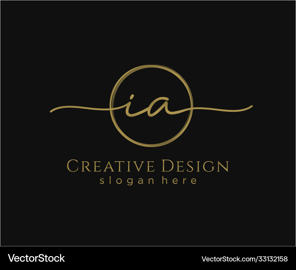 Initial ia handwriting logo with circle template Vector Image