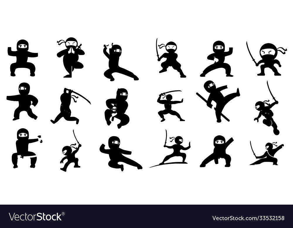 Ninja Ninja Equipment Icons Black White Set Big Stock Illustration -  Download Image Now - iStock