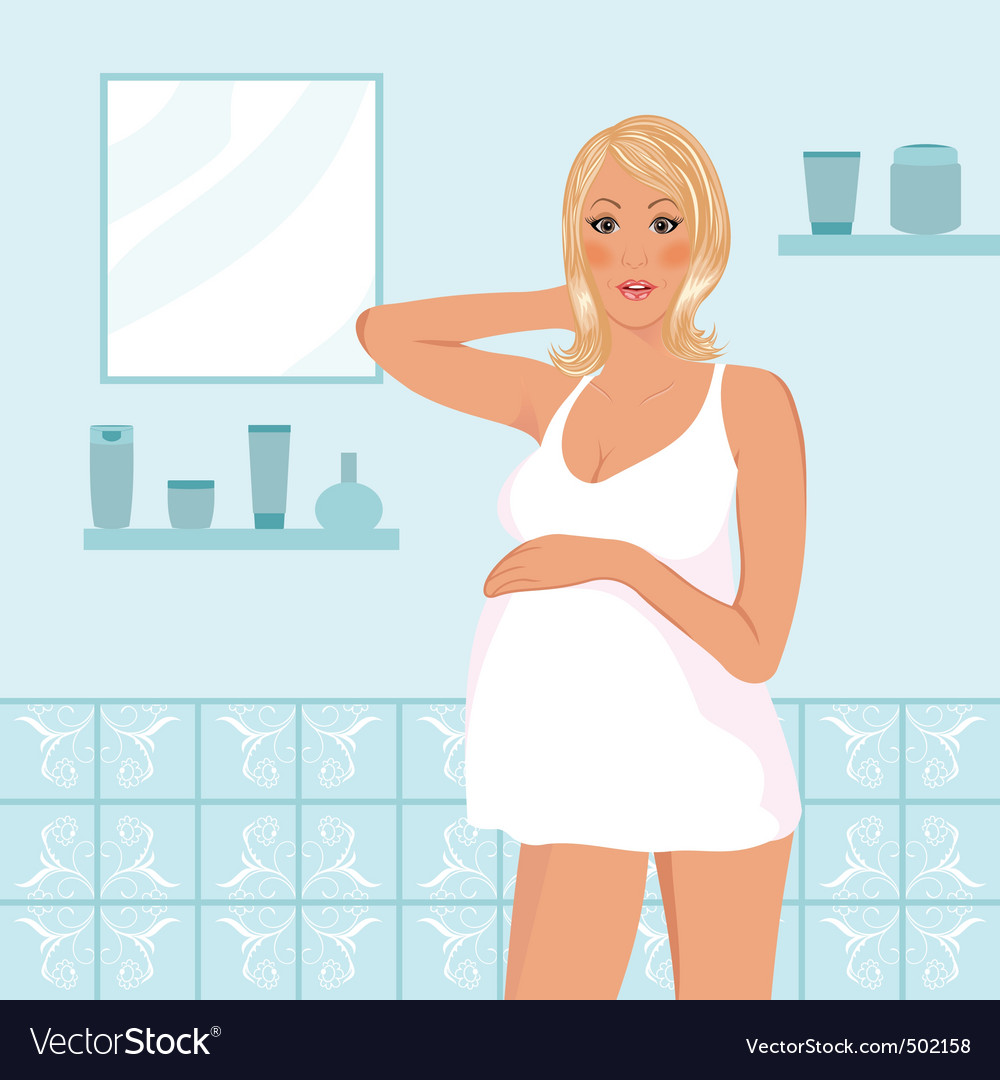 Pregnant women in bathroom Royalty Free Vector Image