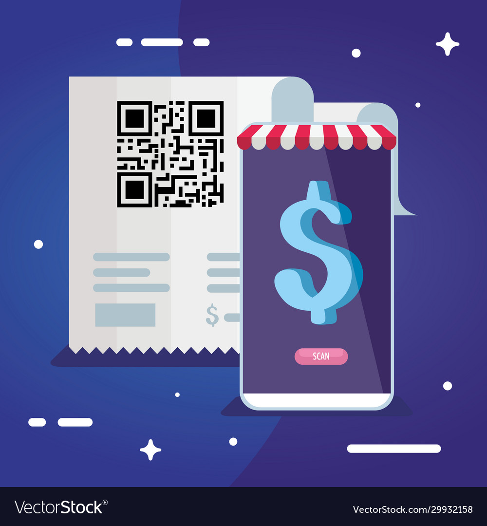 Qr code paper and smartphone design Royalty Free Vector