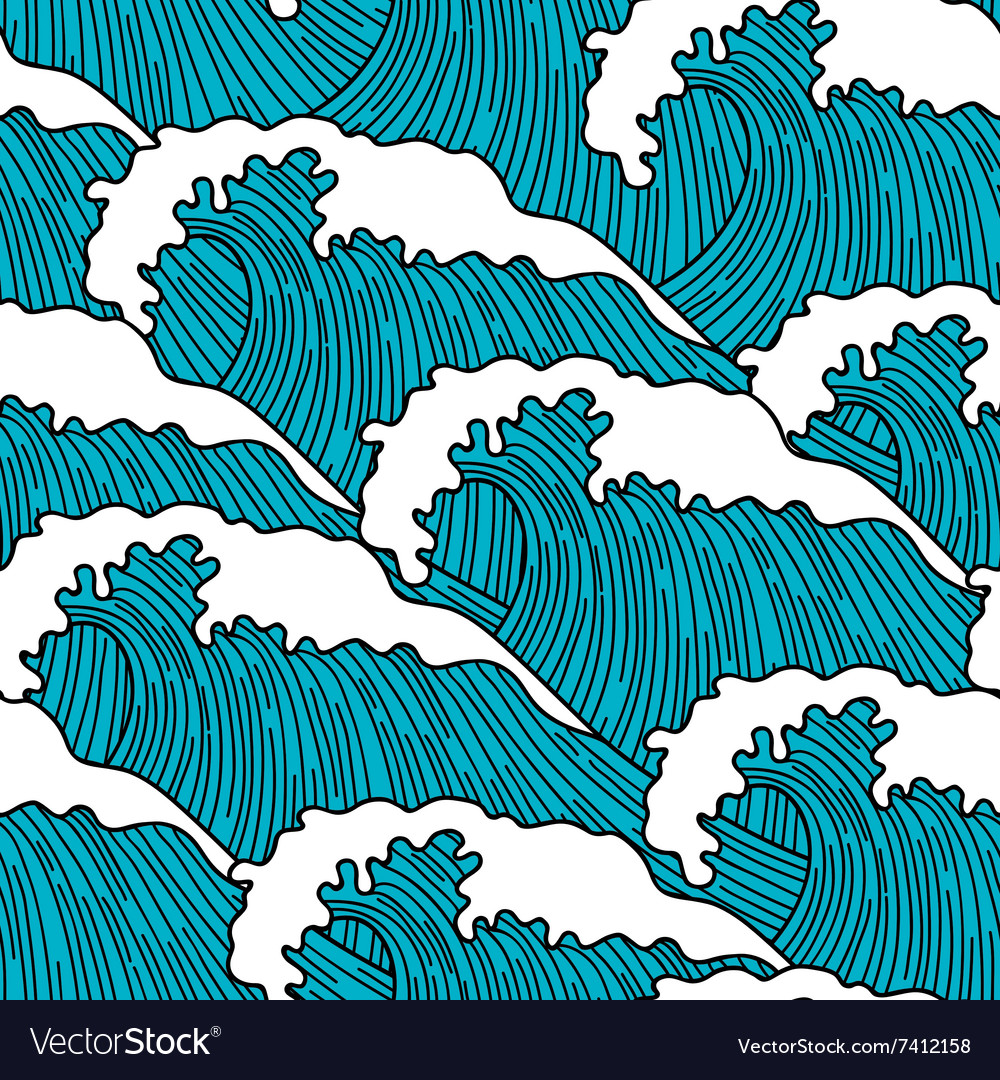 Sea seamless pattern with abstract hand drawn Vector Image