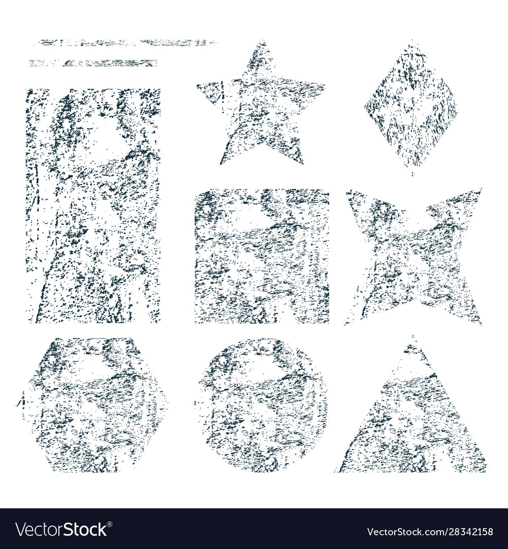 Set grunge circle square star hexagon stains vector image Set grunge circle square star hexagon stains