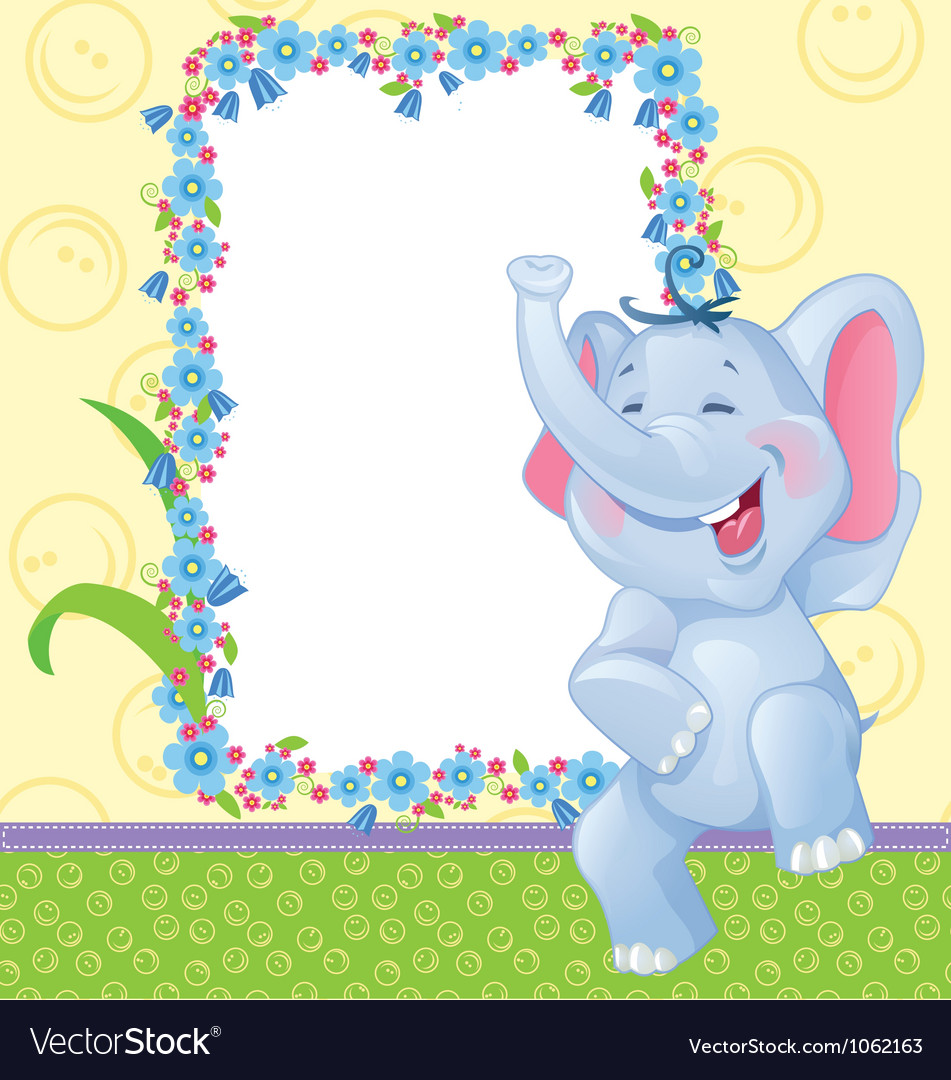 Children frame with elephant Royalty Free Vector Image