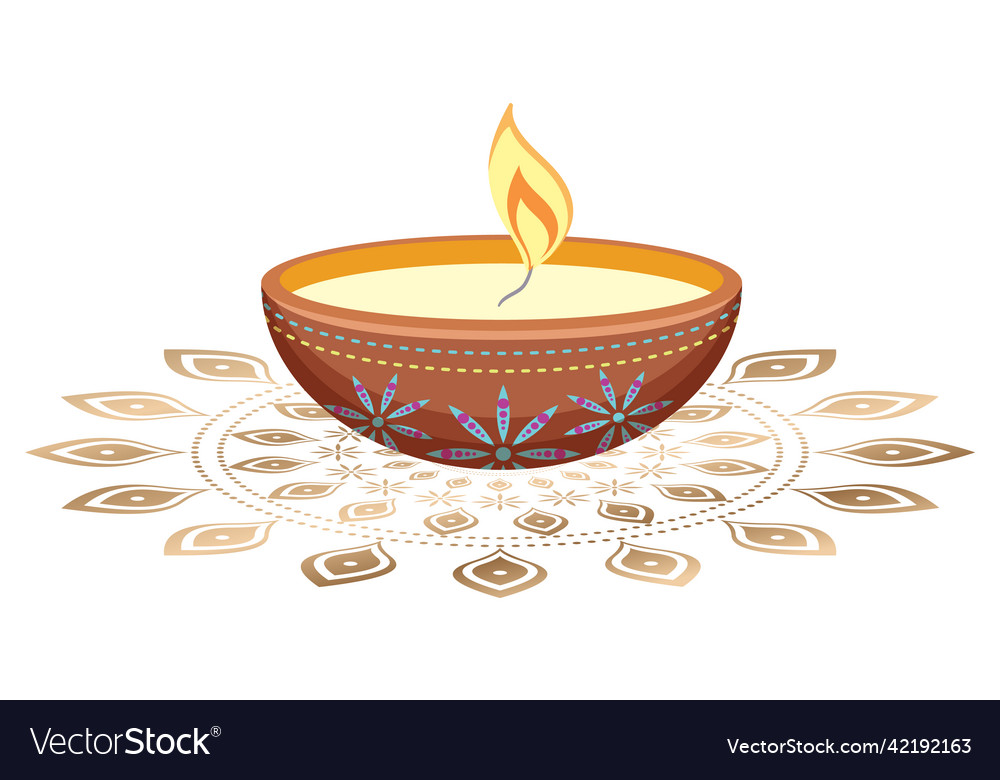 Diwali light candle on white background Royalty Free Vector