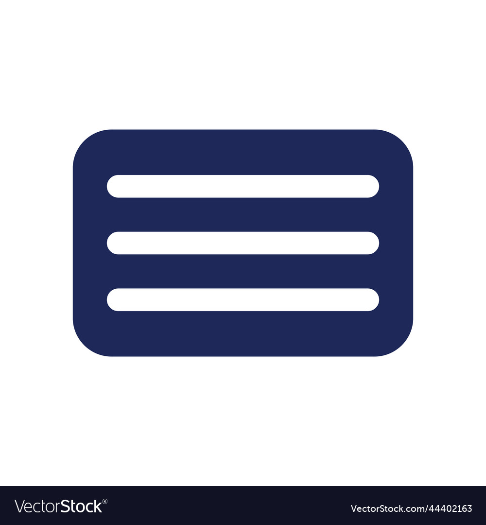 Hamburger menu button black glyph ui icon Vector Image