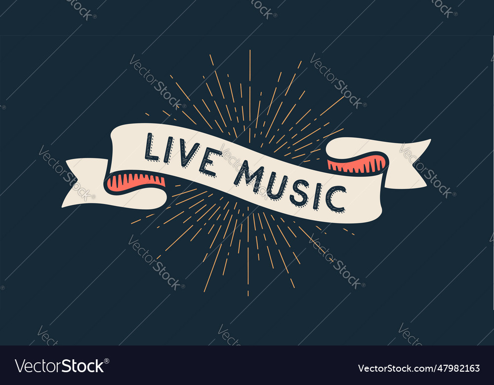 Live music ribbon banner Royalty Free Vector Image