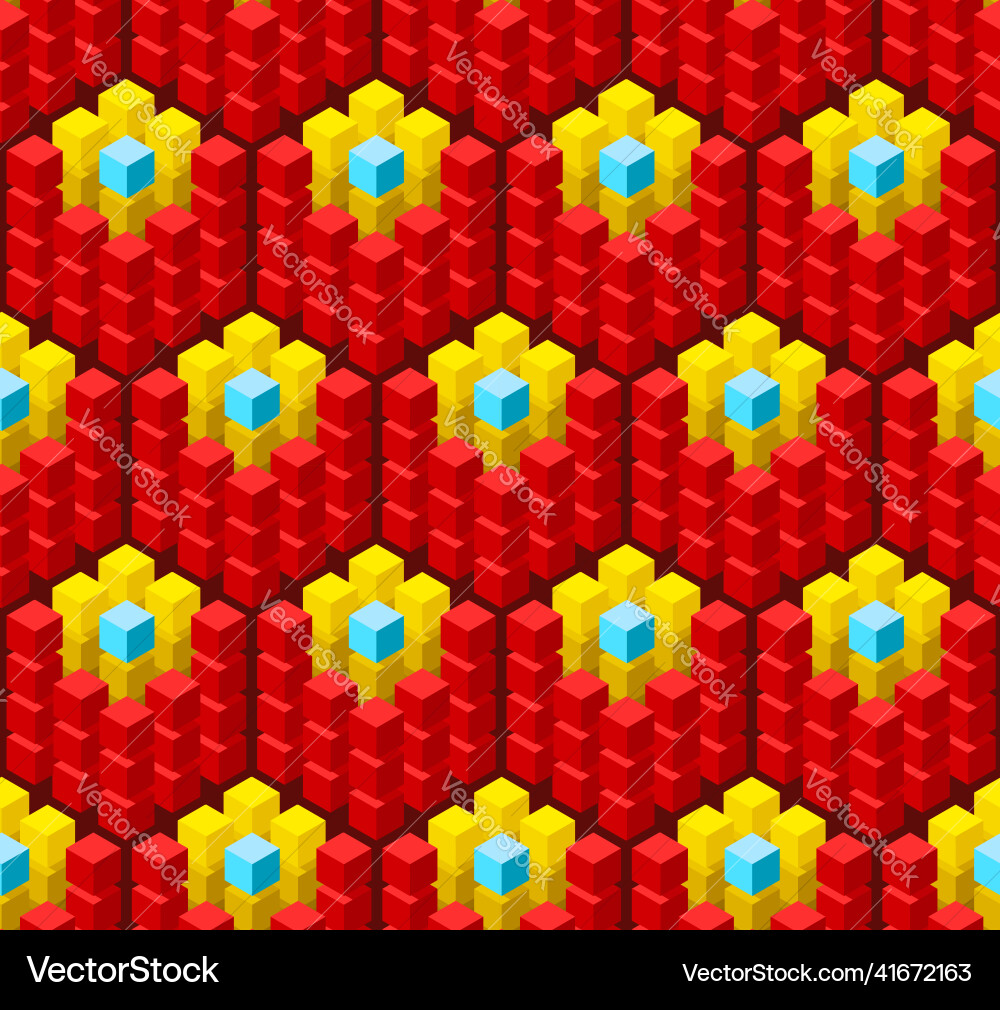 Seamless pattern with geometric cubes colorful Vector Image