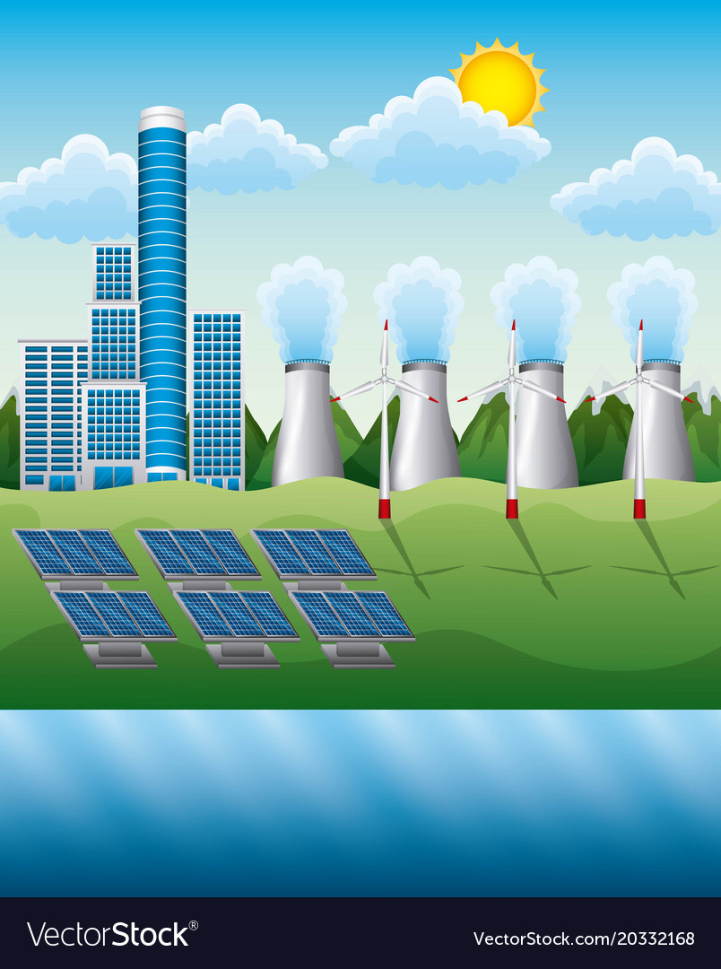 Electricity generation composition with power Vector Image