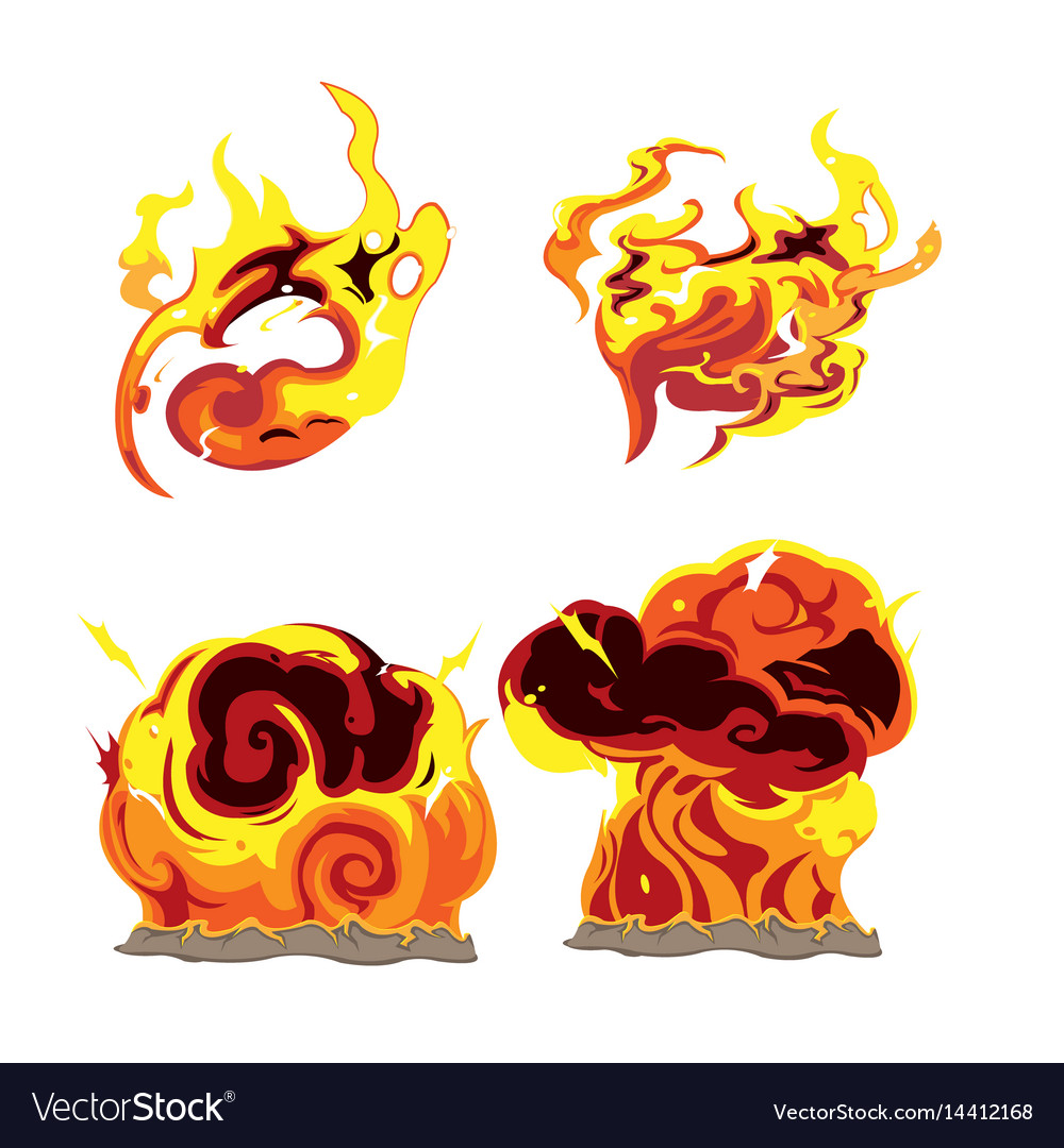 Fire bomb effect element set Royalty Free Vector Image