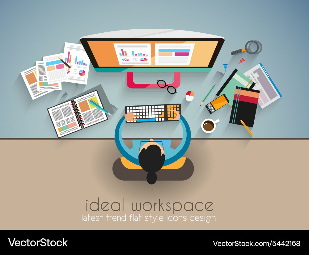 Ideal workspace for teamwork and brainsotrming Vector Image