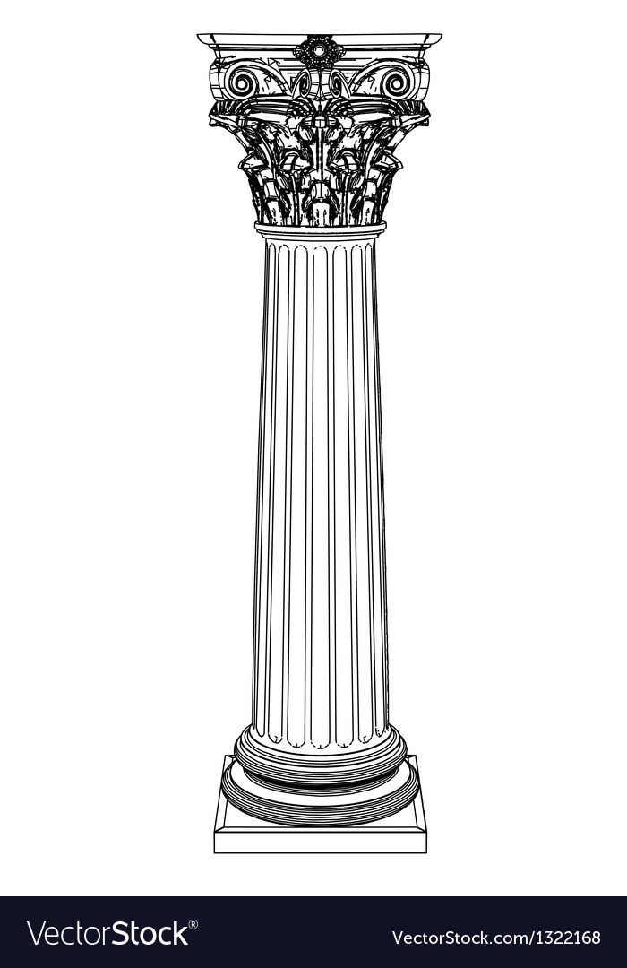 Single greek column isolated on white