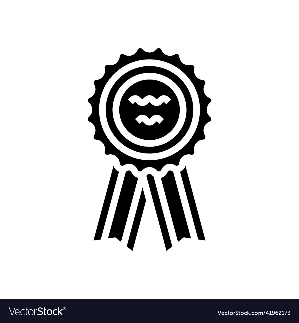 Badge ribbon reward glyph icon Royalty Free Vector Image