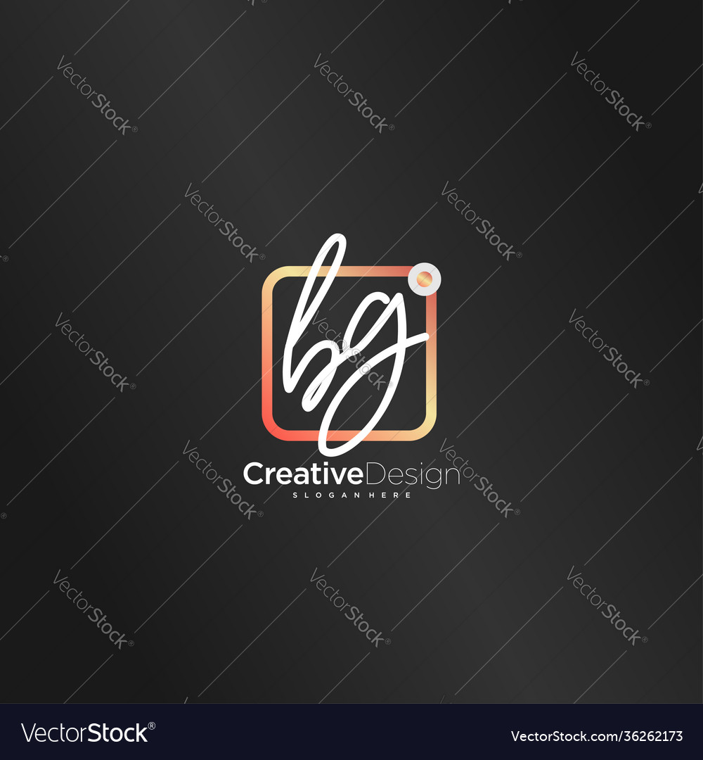 Bg initial letter handwriting logo art hand drawn Vector Image