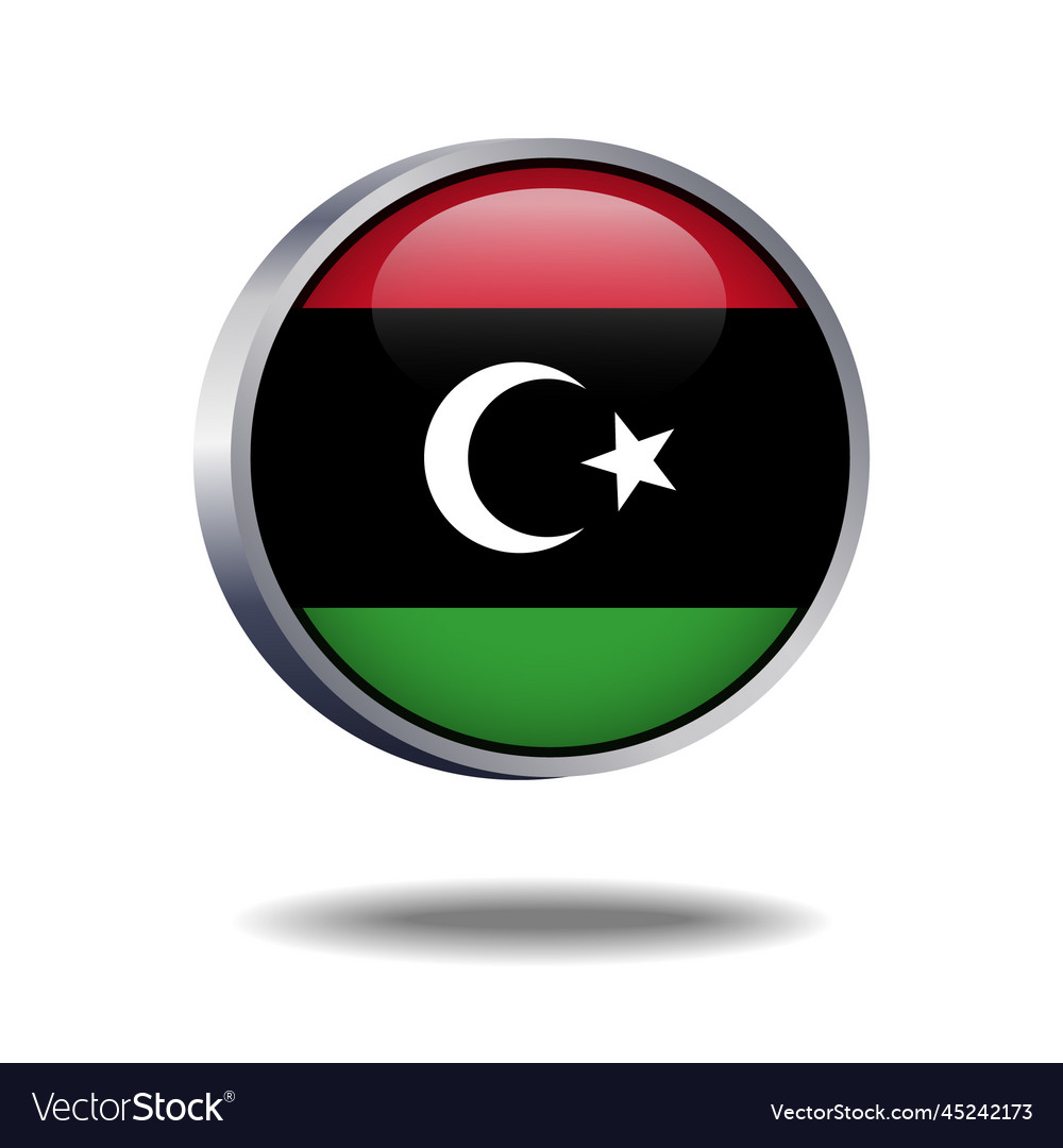 Kingdom of libya flag button Royalty Free Vector Image