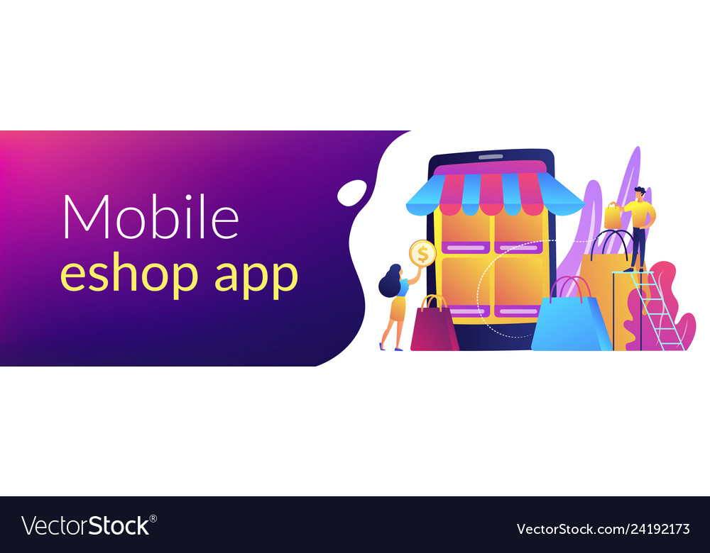 Mobile Based Marketplace Concept Banner Header Vector Image