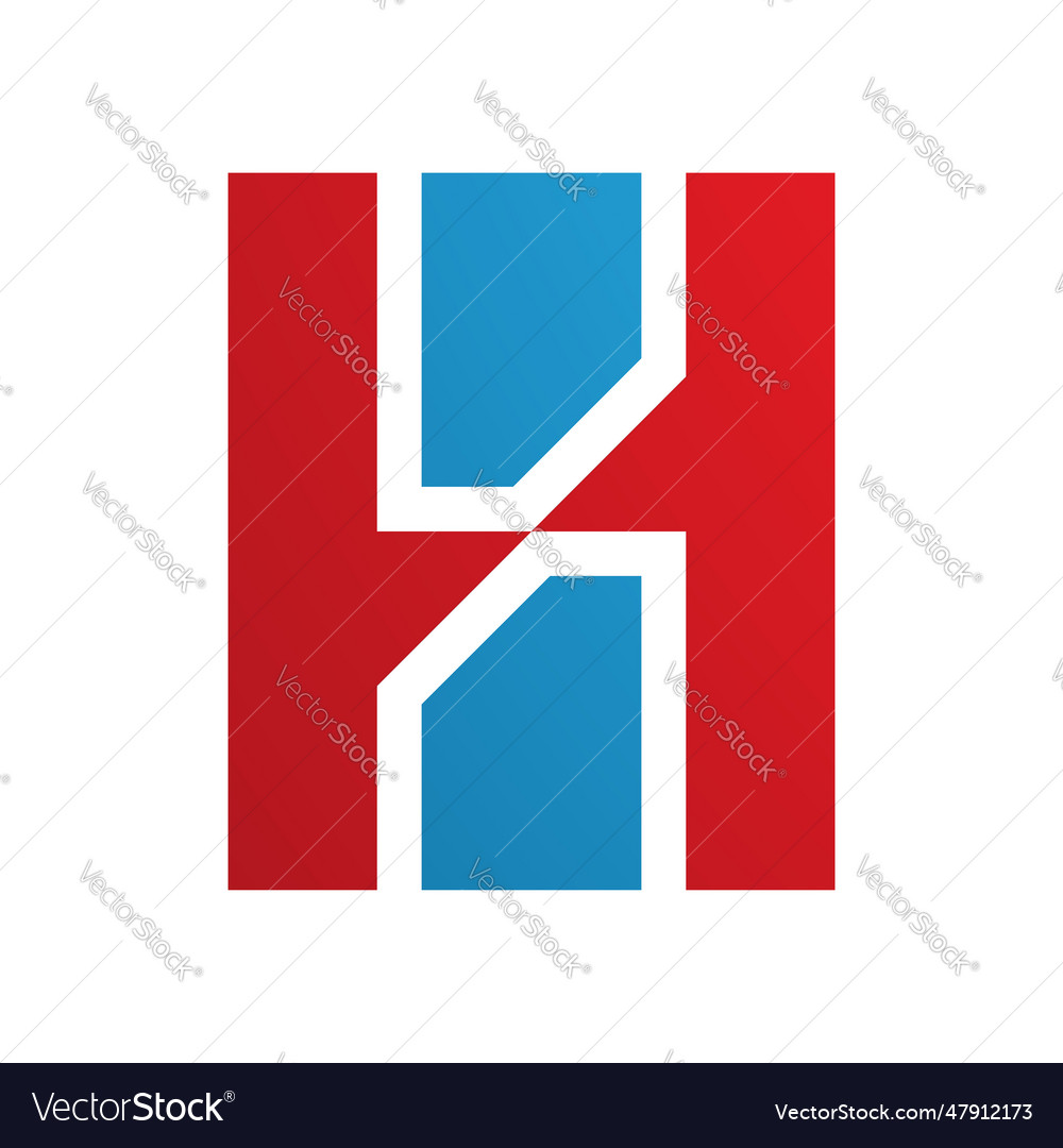 Red and blue letter h icon with vertical Vector Image