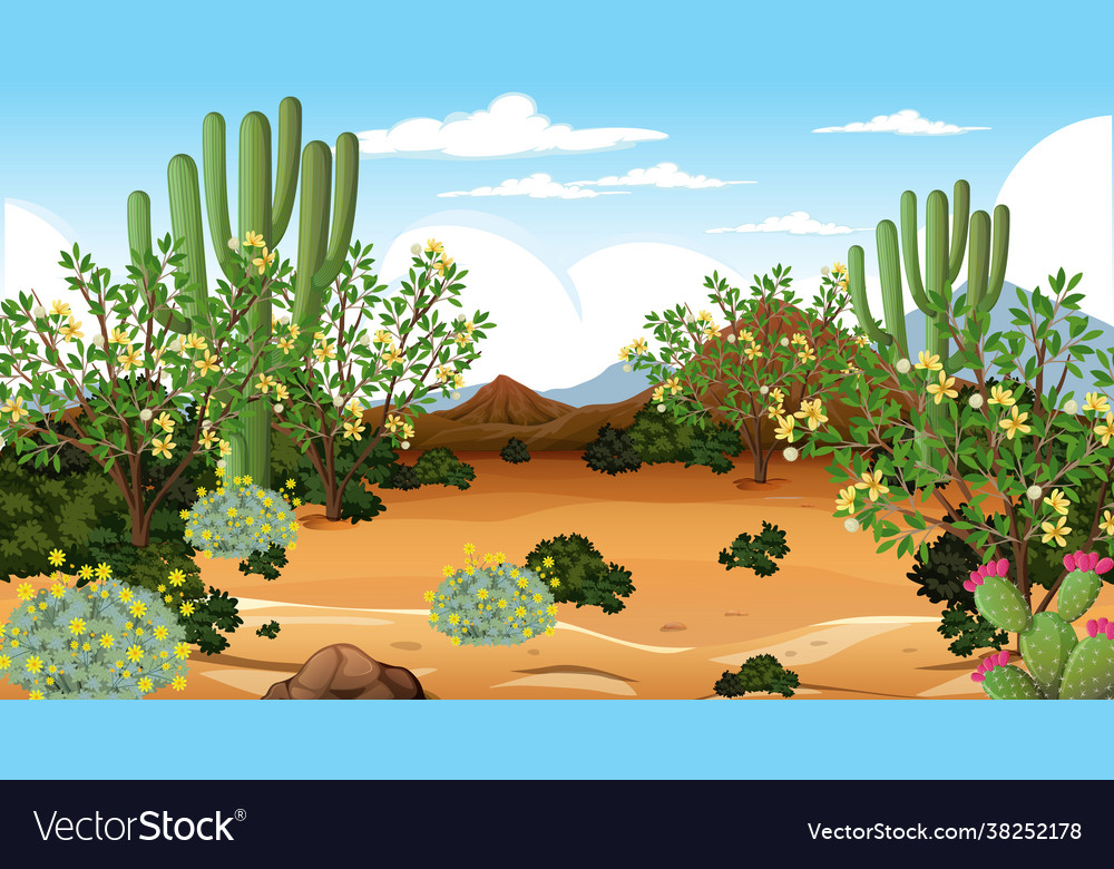 Desert Forest Landscape At Daytime Scene Vector Image