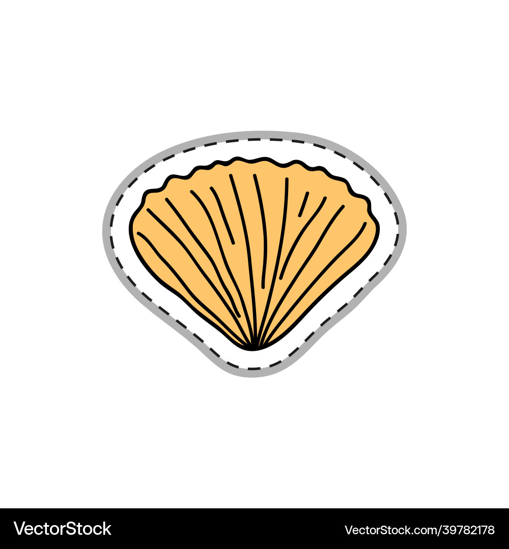 Doodle sticker with seashell Royalty Free Vector Image